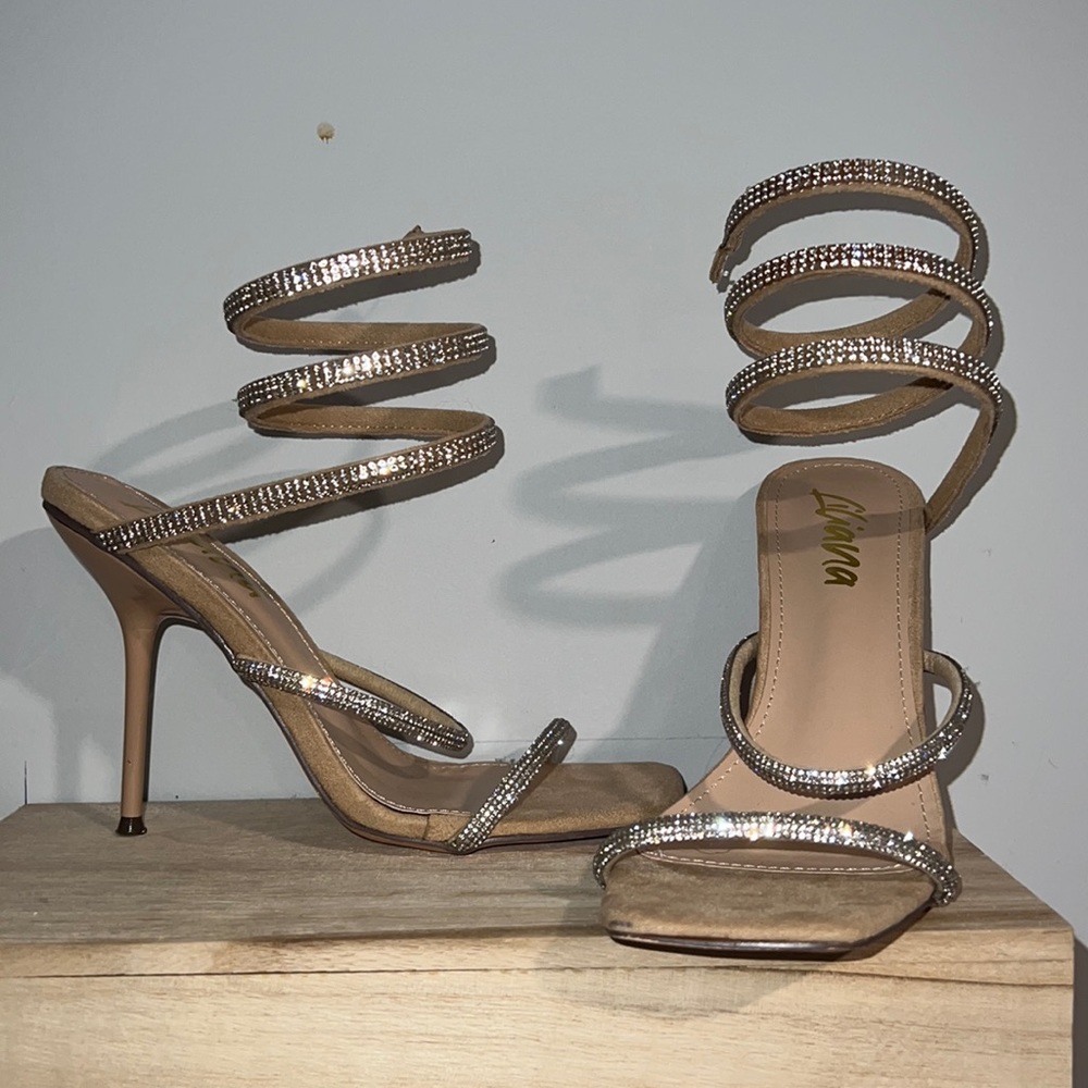Sparkly‎ heels sliver nude